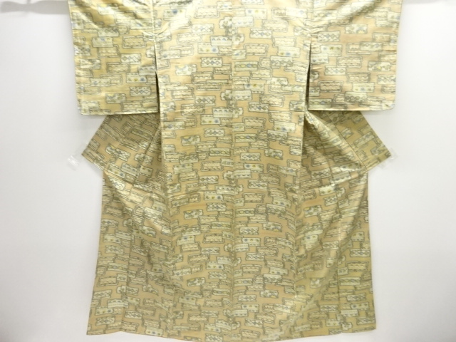 JAPANESE KIMONO / TSUMUGI / WOVEN ABSTRACT FLOWER